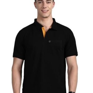 Lux Cozi Men's Half Sleeve Soild Casual Regular Fit T-Shirt with Chest Pocket | Polo Tshirt for Men